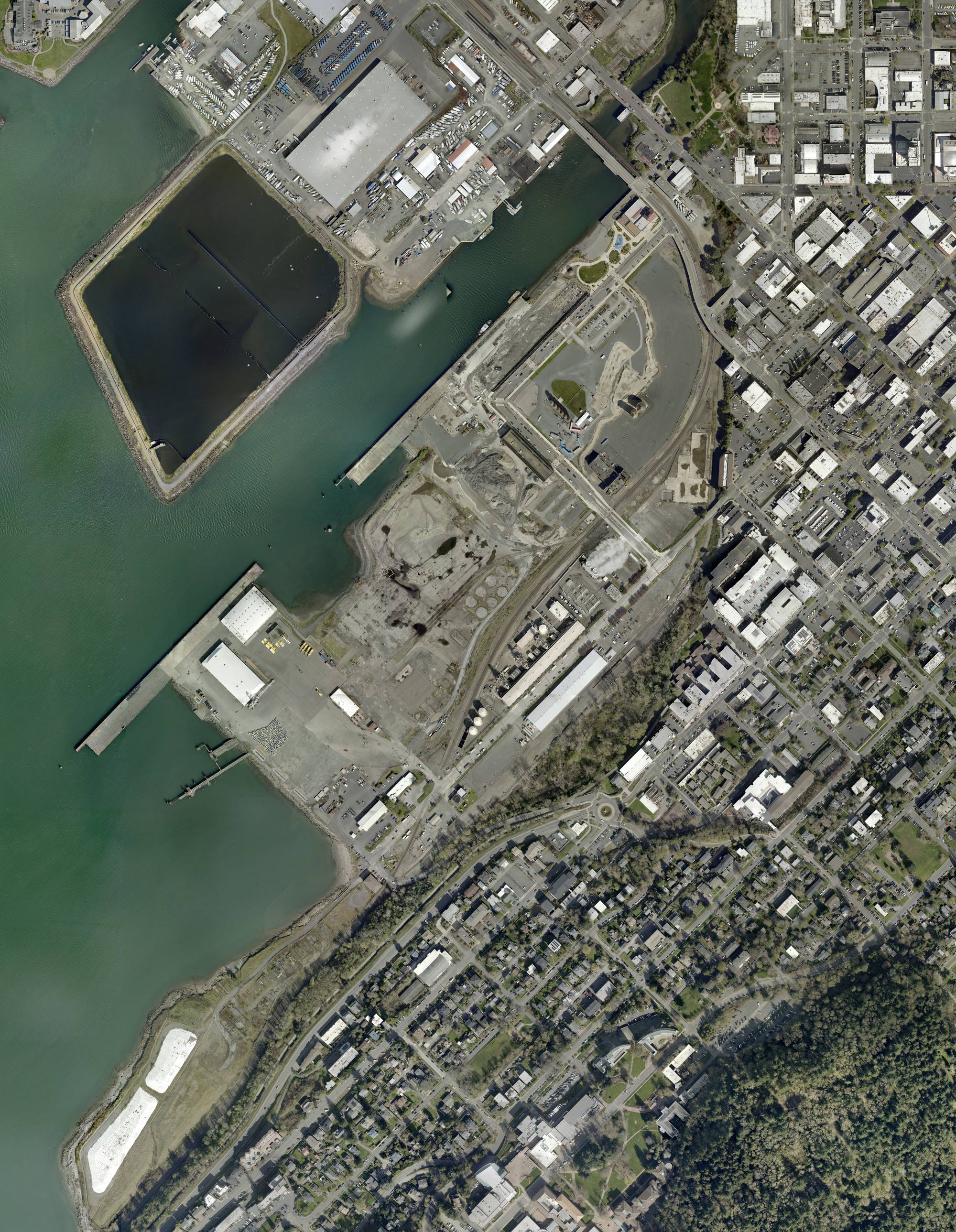Aerial photo of the Bellingham waterfront, 2022
